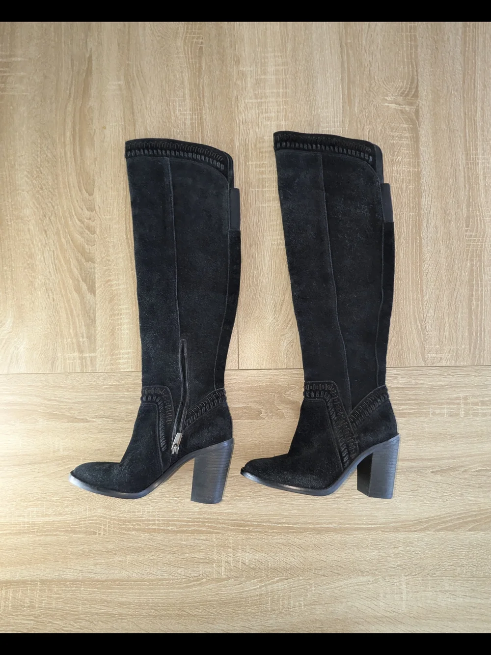 Over-the-Knee Black Suede Block Heel Boots